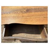 Oak buffet, antique, Tiger Oak, white oak, detailed, original brass handles, very nice condition, signs of original paint color on back, 42 inches wide *Extra Ship Cost