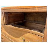 Oak buffet, antique, Tiger Oak, white oak, detailed, original brass handles, very nice condition, signs of original paint color on back, 42 inches wide *Extra Ship Cost