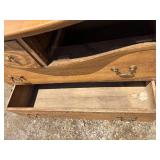 Oak buffet, antique, Tiger Oak, white oak, detailed, original brass handles, very nice condition, signs of original paint color on back, 42 inches wide *Extra Ship Cost