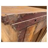 Oak buffet, antique, Tiger Oak, white oak, detailed, original brass handles, very nice condition, signs of original paint color on back, 42 inches wide *Extra Ship Cost