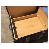 Antique, Steamer Travel Trunk Black Metal Wrapped with Oak, and Metal Embellishments and Leather Handles *Extra Ship Cost