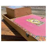 Antique, Steamer Travel Trunk Black Metal Wrapped with Oak, and Metal Embellishments and Leather Handles *Extra Ship Cost