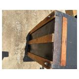 Antique, Steamer Travel Trunk Black Metal Wrapped with Oak, and Metal Embellishments and Leather Handles *Extra Ship Cost