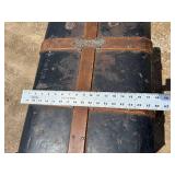 Antique, Steamer Travel Trunk Black Metal Wrapped with Oak, and Metal Embellishments and Leather Handles *Extra Ship Cost