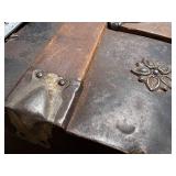 Antique, Steamer Travel Trunk Black Metal Wrapped with Oak, and Metal Embellishments and Leather Handles *Extra Ship Cost
