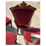 4 Victorian antique red velvet dining chairs walnut bottom cloths intact, spring bottom no cuts or tears in upholstery *Extra Shipping Costs
