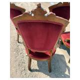 4 Victorian antique red velvet dining chairs walnut bottom cloths intact, spring bottom no cuts or tears in upholstery *Extra Shipping Costs