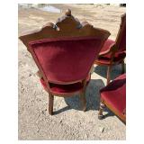 4 Victorian antique red velvet dining chairs walnut bottom cloths intact, spring bottom no cuts or tears in upholstery *Extra Shipping Costs