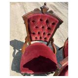 4 Victorian antique red velvet dining chairs walnut bottom cloths intact, spring bottom no cuts or tears in upholstery *Extra Shipping Costs