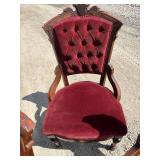 4 Victorian antique red velvet dining chairs walnut bottom cloths intact, spring bottom no cuts or tears in upholstery *Extra Shipping Costs