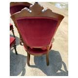 4 Victorian antique red velvet dining chairs walnut bottom cloths intact, spring bottom no cuts or tears in upholstery *Extra Shipping Costs