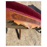 Victorian, red velvet, walnut parlor, sofa, loveseat, upholstery intact, no tears & Victorian Red Velvet parlor sitting chair with four original casters, upholstery all intact no tears