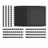 Lot of TrafficMaster Black 24 in. W x 24 in. L x 0.47 in. Foam Interlocking Gym Floor Tiles (6 Tiles/Pack) (24 sq. ft.)   Customer Returns See Pictures
