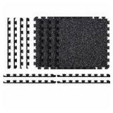 Lot of Norsk Black with Blue White Flecks 20.5 in. x 20.5 in. x 0.47 in. Rubber-Tec Reversible Gym Flooring (12 sq. ft.) (4-Pack)   Customer Returns See Pictures