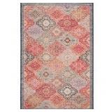 Montage Red/Aqua 4 ft. x 6 ft. Bohemian Border Indoor/Outdoor Patio Area Rug by SAFAVIEH Customer Returns See Pictures
