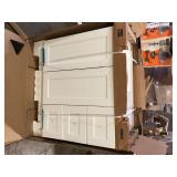 Glacier Bay Bannister 37 in. Single Sink White Bath Vanity with Granite-Look Colorpoint White Cultured Marble Top (Assembled)  Customer Returns See Pictrures