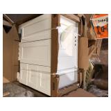 Glacier Bay Bannister 37 in. Single Sink White Bath Vanity with Granite-Look Colorpoint White Cultured Marble Top (Assembled)  Customer Returns See Pictrures