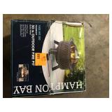 Hampton Bay Piedmont 29.6 in. W Black Steel Wood Outdoor Fire Pit with Screen and Poker Included  Customer Returns See Pictures