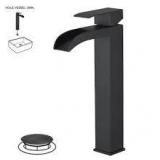 BWE Waterfall Single Hole Single Handle Bathroom Vessel Sink Faucet in Matte Black     Customer Returns See Pictures
