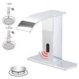 BWE Battery Powered Touchless Single Hole Bathroom Faucet Sensor Deck Mount With Drain Kit In Polished Chrome   Customer Returns See Pictures