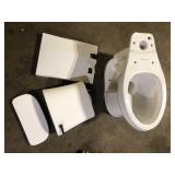 Glacier Bay Power Flush 2-Piece 1.28 GPF Single Flush Extra Tall Elongated Toilet in White with Slow-Close Seat Included     Customer Returns See Pictures