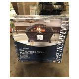 Hampton Bay Tipton 34.00 in. W Rubbed Bronze Steel Wood Outdoor Fire Pit with Screen and Poker Included     Customer Returns See Pictures