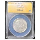 1936 US JOSEPH T. ROBINSON COMMEM HALF DOLLAR ANACS MS64
