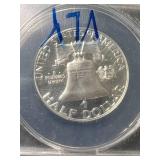 1963 US PROOF FRANKLIN HALF DOLLAR ANACS PF64 CAMEO