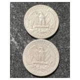 2 US WASHINGTON QUARTERS 1946 1964