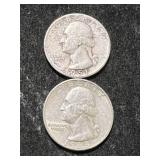 2 US WASHINGTON QUARTERS 1951 1963