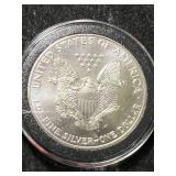 1990 AMERICAN SILVER EAGLE 1 TROY OZ .999 FINE SILVER IN AIRTITE
