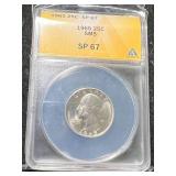 1965 PROOF WASHINGTON QUARTER ANACS SP67