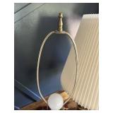 Vintage Asian-Inspired Tin Canister Lamp w/ Pleated Shade