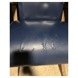 Mid-Century Modern Blue Vinyl Sled Base Lounge Chair