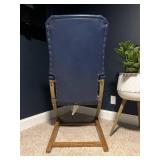 Mid-Century Modern Blue Vinyl Sled Base Lounge Chair