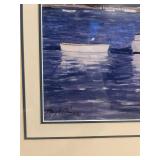 "Moored Cat Boats" by Ray Ellis – Framed Nautical Fine Art Print (31.5" x 35")