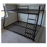 GODEER Black Heavy Duty Twin over Full Metal Bunk Bed, Easy Assembly with Enhanced Upper-Level Guardrail