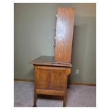 Antique Wooden Hoosier Cabinet with Glass Panel Doors