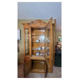 Vintage Wooden China Cabinet with Glass Doors