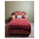 Floral Upholstered Armchair with Matching Ottoman
