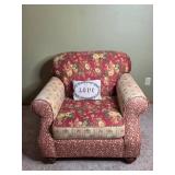 Floral Upholstered Armchair with Matching Ottoman