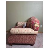 Floral Upholstered Armchair with Matching Ottoman