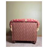 Floral Upholstered Armchair with Matching Ottoman
