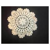 Collection of Decorative Glass and Ceramic Items with Doily Inc Enesco Musical Eagle Playing "Born Free"