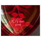 Fenton Glass Bear, Beautiful Antique Pink Glass Basket in Stand & Misc Crystal and Glass Decor Pieces