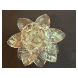 Fenton Glass Bear, Beautiful Antique Pink Glass Basket in Stand & Misc Crystal and Glass Decor Pieces