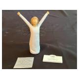 Fenton Cranberry Opalescent Hobnail Cruet & VTG Collection of Decorative Plates and Figurines Including Frances Hook Numbered Plate and Willow Tree "Courage"