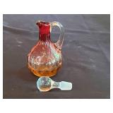 Fenton Cranberry Opalescent Hobnail Cruet & VTG Collection of Decorative Plates and Figurines Including Frances Hook Numbered Plate and Willow Tree "Courage"