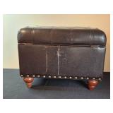 Brown Leather Storage Ottoman with Tufted Top