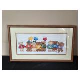 Rope Table Lamp and Framed Cross-Stitch Artwork Set